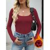 imageANRABESS Womens Long Sleeve Fleece Thermal Tops Square Neck Fitted Basic Thick Layering Shirt 2025 Fall Winter OutfitsDark Red