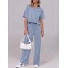 imageANRABESS Womens Lounge Sets 2 Piece Outfits Summer Casual Short Sleeve Sweatsuits Matching Tracksuits Wide Leg Pant SetGray Blue