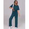 imageANRABESS Womens Lounge Sets 2 Piece Outfits Summer Casual Short Sleeve Sweatsuits Matching Tracksuits Wide Leg Pant SetLake Green