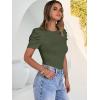 imageANRABESS Womens Puff Sleeve Crewneck Dressy Casual Tops Summer Fitted Ribbed Knit Trendy Going Out T Shirts 2026 SpringArmy Green