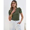 imageANRABESS Womens Puff Sleeve Crewneck Dressy Casual Tops Summer Fitted Ribbed Knit Trendy Going Out T Shirts 2026 SpringArmy Green
