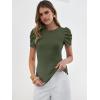 imageANRABESS Womens Puff Sleeve Crewneck Dressy Casual Tops Summer Fitted Ribbed Knit Trendy Going Out T Shirts 2026 SpringArmy Green