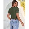 imageANRABESS Womens Puff Sleeve Crewneck Dressy Casual Tops Summer Fitted Ribbed Knit Trendy Going Out T Shirts 2026 SpringArmy Green