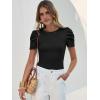 imageANRABESS Womens Puff Sleeve Crewneck Dressy Casual Tops Summer Fitted Ribbed Knit Trendy Going Out T Shirts 2026 SpringBlack