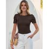 imageANRABESS Womens Puff Sleeve Crewneck Dressy Casual Tops Summer Fitted Ribbed Knit Trendy Going Out T Shirts 2026 SpringCoffee