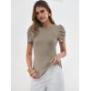 imageANRABESS Womens Puff Sleeve Crewneck Dressy Casual Tops Summer Fitted Ribbed Knit Trendy Going Out T Shirts 2026 SpringLight Khaki