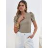 imageANRABESS Womens Puff Sleeve Crewneck Dressy Casual Tops Summer Fitted Ribbed Knit Trendy Going Out T Shirts 2026 SpringLight Khaki