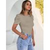 imageANRABESS Womens Puff Sleeve Crewneck Dressy Casual Tops Summer Fitted Ribbed Knit Trendy Going Out T Shirts 2026 SpringLight Khaki