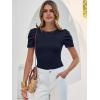 imageANRABESS Womens Puff Sleeve Crewneck Dressy Casual Tops Summer Fitted Ribbed Knit Trendy Going Out T Shirts 2026 SpringNavy Blue