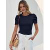 imageANRABESS Womens Puff Sleeve Crewneck Dressy Casual Tops Summer Fitted Ribbed Knit Trendy Going Out T Shirts 2026 SpringNavy Blue