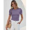 imageANRABESS Womens Puff Sleeve Crewneck Dressy Casual Tops Summer Fitted Ribbed Knit Trendy Going Out T Shirts 2026 SpringPurple