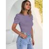 imageANRABESS Womens Puff Sleeve Crewneck Dressy Casual Tops Summer Fitted Ribbed Knit Trendy Going Out T Shirts 2026 SpringPurple