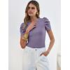 imageANRABESS Womens Puff Sleeve Crewneck Dressy Casual Tops Summer Fitted Ribbed Knit Trendy Going Out T Shirts 2026 SpringPurple