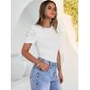 imageANRABESS Womens Puff Sleeve Crewneck Dressy Casual Tops Summer Fitted Ribbed Knit Trendy Going Out T Shirts 2026 SpringWhite