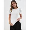 imageANRABESS Womens Puff Sleeve Crewneck Dressy Casual Tops Summer Fitted Ribbed Knit Trendy Going Out T Shirts 2026 SpringWhite