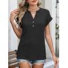 imageANRABESS Womens Short Sleeve Henley Shirts V Neck Summer Sweaters 2026 Spring Business Tunic Tops Dressy Casual Work BlousesBlack