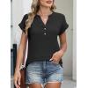 imageANRABESS Womens Short Sleeve Henley Shirts V Neck Summer Sweaters 2026 Spring Business Tunic Tops Dressy Casual Work BlousesBlack
