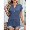 imageANRABESS Womens Short Sleeve Henley Shirts V Neck Summer Sweaters 2026 Spring Business Tunic Tops Dressy Casual Work BlousesDark Blue
