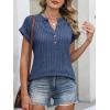 imageANRABESS Womens Short Sleeve Henley Shirts V Neck Summer Sweaters 2026 Spring Business Tunic Tops Dressy Casual Work BlousesDark Blue