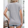 imageANRABESS Womens Short Sleeve Henley Shirts V Neck Summer Sweaters 2026 Spring Business Tunic Tops Dressy Casual Work BlousesGrey