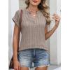 imageANRABESS Womens Short Sleeve Henley Shirts V Neck Summer Sweaters 2026 Spring Business Tunic Tops Dressy Casual Work BlousesLight Ash Brown