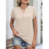 imageANRABESS Womens Short Sleeve Henley Shirts V Neck Summer Sweaters 2026 Spring Business Tunic Tops Dressy Casual Work BlousesLight Khaki