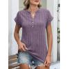 imageANRABESS Womens Short Sleeve Henley Shirts V Neck Summer Sweaters 2026 Spring Business Tunic Tops Dressy Casual Work BlousesPurple