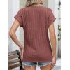 imageANRABESS Womens Short Sleeve Henley Shirts V Neck Summer Sweaters 2026 Spring Business Tunic Tops Dressy Casual Work BlousesRust Orange