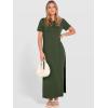 imageANRABESS Womens Summer Casual Maxi Dress Short Sleeve Crewneck Loose Split WrinkleFree Beach Travel Vacation Long SundressArmy Green