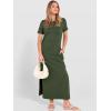 imageANRABESS Womens Summer Casual Maxi Dress Short Sleeve Crewneck Loose Split WrinkleFree Beach Travel Vacation Long SundressArmy Green