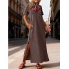 imageANRABESS Womens Summer Casual Maxi Dress Short Sleeve Crewneck Loose Split WrinkleFree Beach Travel Vacation Long SundressBrown
