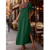 imageANRABESS Womens Summer Casual Maxi Dress Short Sleeve Crewneck Loose Split WrinkleFree Beach Travel Vacation Long SundressForest Green