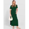 imageANRABESS Womens Summer Casual Maxi Dress Short Sleeve Crewneck Loose Split WrinkleFree Beach Travel Vacation Long SundressForest Green
