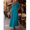 imageANRABESS Womens Summer Casual Maxi Dress Short Sleeve Crewneck Loose Split WrinkleFree Beach Travel Vacation Long SundressLake Blue