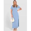 imageANRABESS Womens Summer Casual Maxi Dress Short Sleeve Crewneck Loose Split WrinkleFree Beach Travel Vacation Long SundressLight Blue