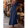 imageANRABESS Womens Summer Casual Maxi Dress Short Sleeve Crewneck Loose Split WrinkleFree Beach Travel Vacation Long SundressNavy Blue