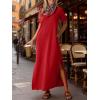 imageANRABESS Womens Summer Casual Maxi Dress Short Sleeve Crewneck Loose Split WrinkleFree Beach Travel Vacation Long SundressRed
