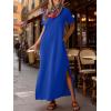 imageANRABESS Womens Summer Casual Maxi Dress Short Sleeve Crewneck Loose Split WrinkleFree Beach Travel Vacation Long SundressRoyal Blue