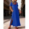 imageANRABESS Womens Summer Casual Maxi Dress Short Sleeve Crewneck Loose Split WrinkleFree Beach Travel Vacation Long SundressRoyal Blue