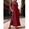 imageANRABESS Womens Summer Casual Maxi Dress Short Sleeve Crewneck Loose Split WrinkleFree Beach Travel Vacation Long SundressWine Red