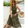 imageANRABESS Womens Summer Casual Maxi Dress Sleeveless Crewneck Smocked 2026 Flowy Plaid Tiered Boho A Line Beach Long SundressArmy Green