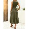 imageANRABESS Womens Summer Casual Maxi Dress Sleeveless Crewneck Smocked 2026 Flowy Plaid Tiered Boho A Line Beach Long SundressArmy Green