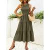 imageANRABESS Womens Summer Casual Maxi Dress Sleeveless Crewneck Smocked 2026 Flowy Plaid Tiered Boho A Line Beach Long SundressArmy Green
