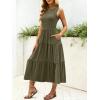 imageANRABESS Womens Summer Casual Maxi Dress Sleeveless Crewneck Smocked 2026 Flowy Plaid Tiered Boho A Line Beach Long SundressArmy Green
