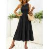 imageANRABESS Womens Summer Casual Maxi Dress Sleeveless Crewneck Smocked 2026 Flowy Plaid Tiered Boho A Line Beach Long SundressBlack