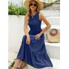 imageANRABESS Womens Summer Casual Maxi Dress Sleeveless Crewneck Smocked 2026 Flowy Plaid Tiered Boho A Line Beach Long SundressNavy Blue