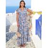 imageANRABESS Womens Summer Casual Maxi Dress V Neck Ruffle Sleeve Long Dresses Fashion Flowy Tiered Boho Beach Vacation SundressBlue Orange Floral