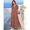 imageANRABESS Womens Summer Casual Maxi Dress V Neck Ruffle Sleeve Long Dresses Fashion Flowy Tiered Boho Beach Vacation SundressRust Red White Dot
