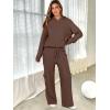 imageANRABESS Womens Two Piece Outfits Casual Knit Hooded Sweater Straight Leg Pants Set 2025 Fall Lounge Travel ClothesDeep Brown