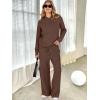 imageANRABESS Womens Two Piece Outfits Casual Knit Hooded Sweater Straight Leg Pants Set 2025 Fall Lounge Travel ClothesDeep Brown